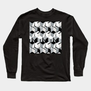 Retro Black and White Cubes Long Sleeve T-Shirt